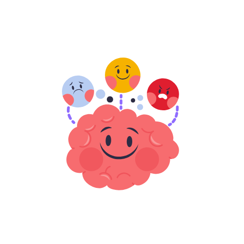 Gestión de emociones - cerebro con diferentes emociones