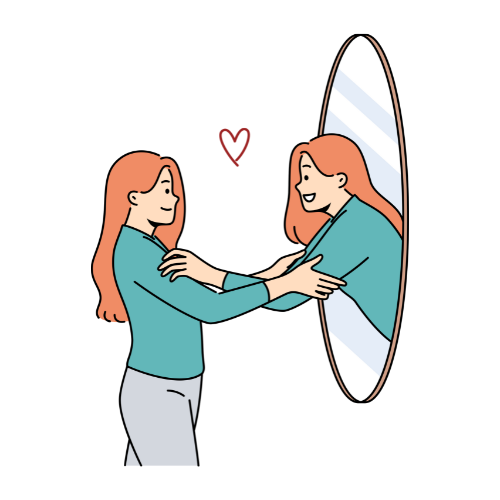 Autoestima y autoconocimiento - persona frente al espejo con amor propio